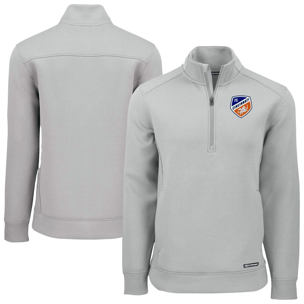  FC Cincinnati Cutter & Buck Roam Eco Recycled Quarter-Zip Pullover Top - Heather Gray